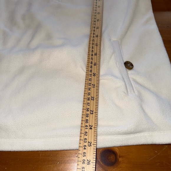 Lands End Quarter Zip White Women’s L 14/16 Fleece Thick Collar Button Pockets - Picture 9 of 9